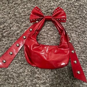 Red Bow-Accent Women's Bag